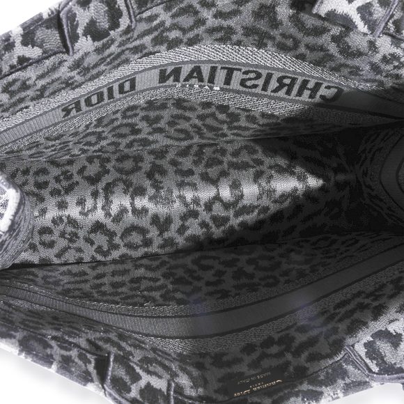 Christian Dior Black & Gray Leopard Mizza Embroidery Large Book Tote - Picture 4 of 7